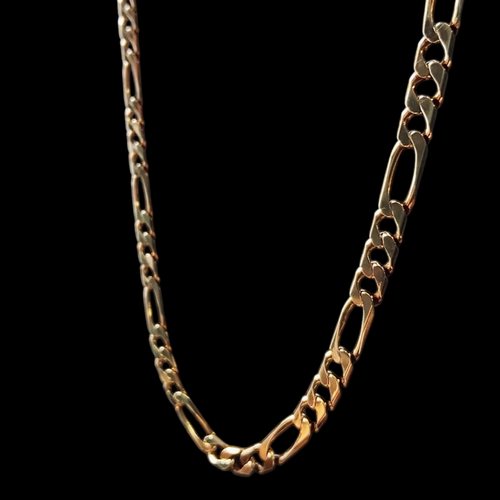 9ct yellow gold diamond cut figaro chain