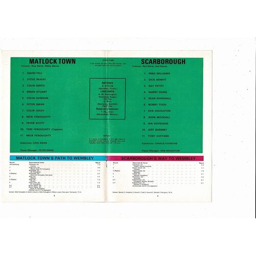1975 Matlock Town v Scarborough FA Trophy Final Football Programme