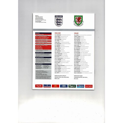 2004 England v Wales Football Programme @ Manchester united