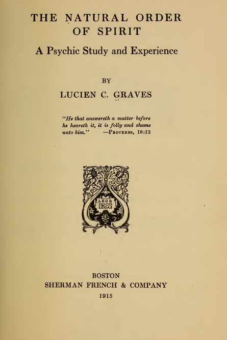 1915 | The Natural Order of Spirit