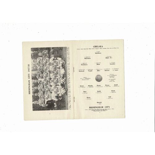 1957/58 Chelsea v Birmingham City Football Programme