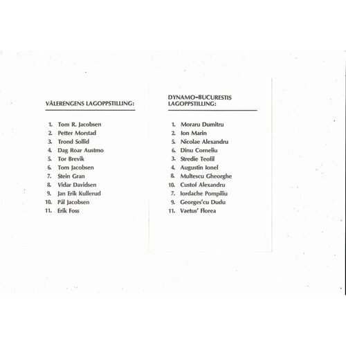 Valerengen v Dynamo Bucharest European Cup Football Programme 1982/83
