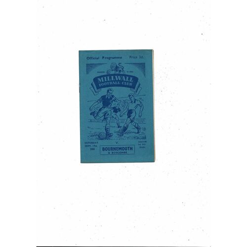 1955/56 Millwall v Bournemouth Football Programme