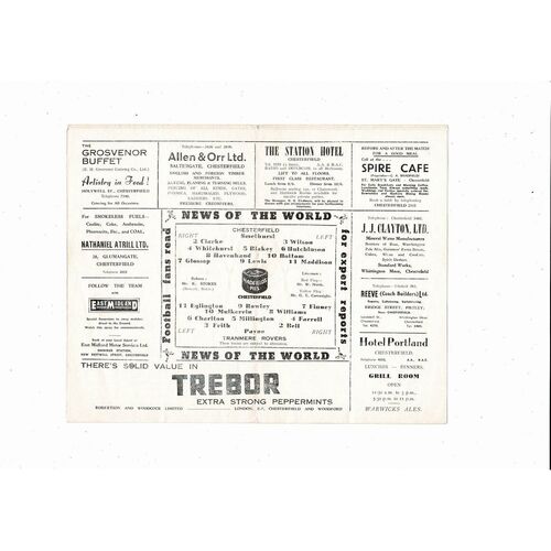 1959/60 Chesterfield v Tranmere Rovers Football Programme