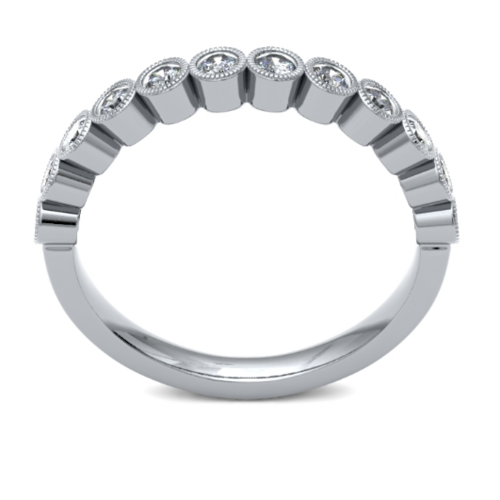 9ct 2.6mm DIAMOND SET round brilliant cut mille-grain rubover ring