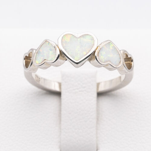 Bezel set white opalite stone on 925 sterling silver ring