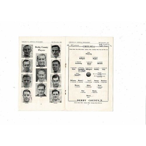 1950/51 Chelsea v Derby County Football Programme