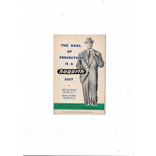 1958/59 Coventry City v Southport Football Programme