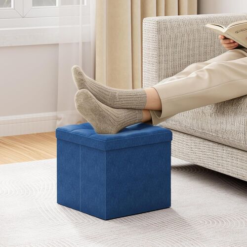 mcc direct Foldable Storage Ottoman, Small Footrest Cube, Storage Bench with Lid, 1 Storage Box for Bedroom & Living Room, 36 cm
