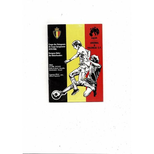 1980 Arsenal v Valencia European Cup Winners Cup Final Programme