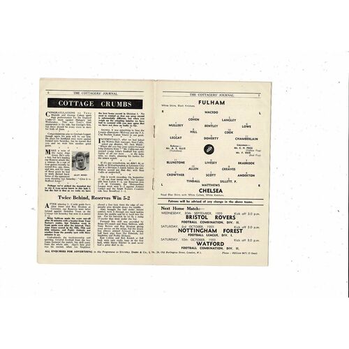1959/60 Fulham v Chelsea Football Programme