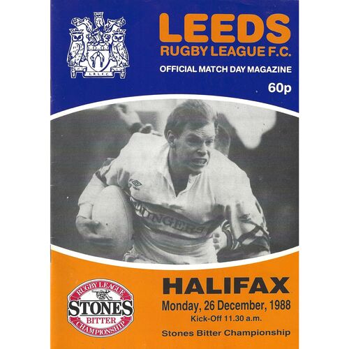 1988/89 Leeds v Halifax (26/12/1988) Rugby League Programme