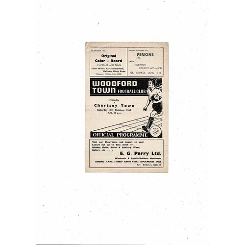 Woodford Town v Chertsey Town Friendly Football Programme 1960/61