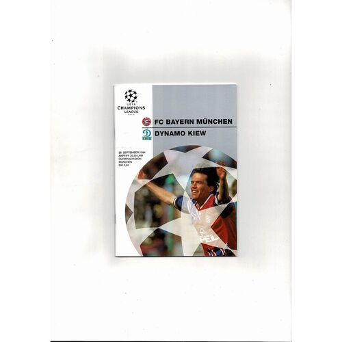 Bayern Munich v Dynamo Kiev UEFA Champions League Football Programme 1994/95