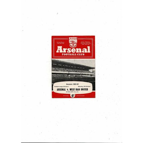 1962/63 Arsenal v West Ham United Football Programme