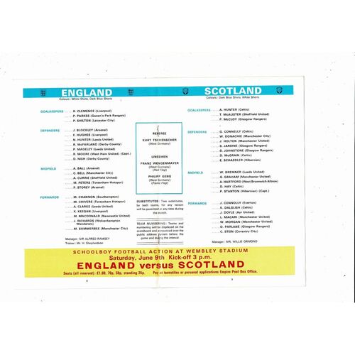 1973 England v Scotland Football Programme