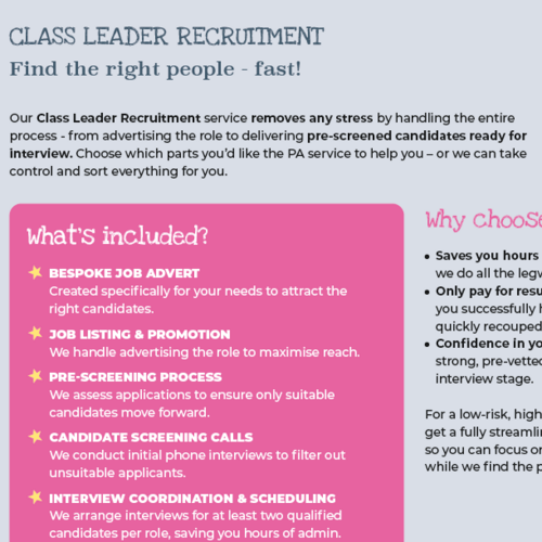 Class Leader Recruitment
