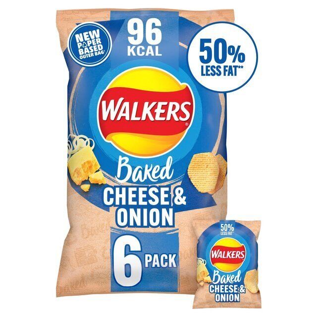 Walkers Baked Cheese & Onion Crisps 6pk