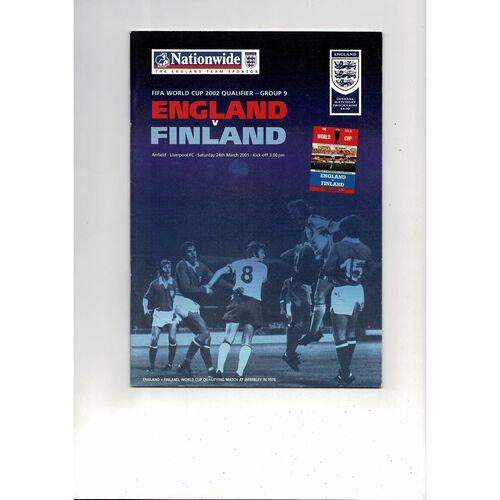 2001 England v Finland Football Programme @ Liverpool