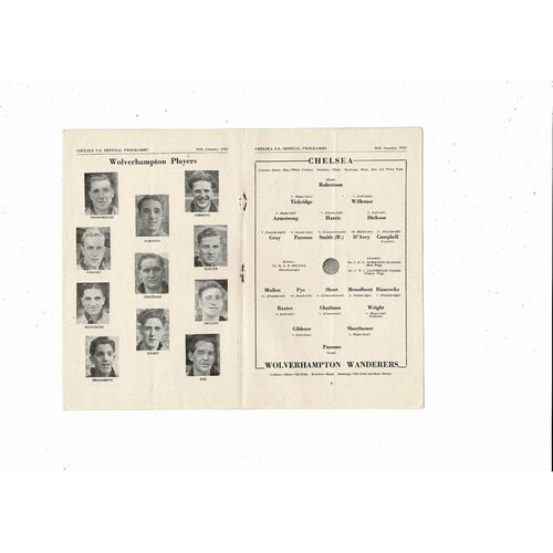 1951/52 Chelsea v Wolves Football Programme