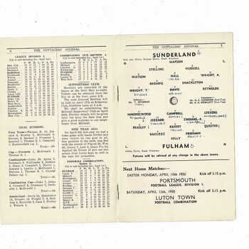 1949/50 Fulham v Sunderland Football Programme