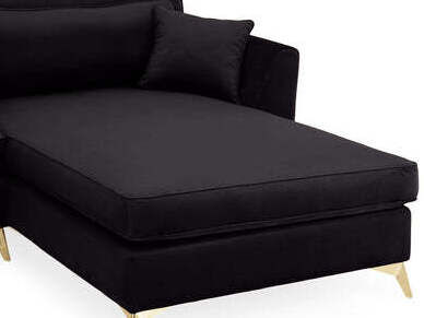 DEVA CHAISE CORNER SOFA IN BLACK PLUSH
