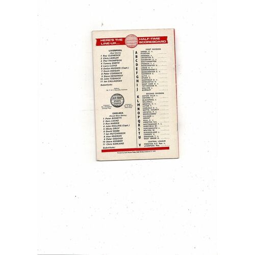 1973/74 Liverpool v Chelsea Football Programme + League Review