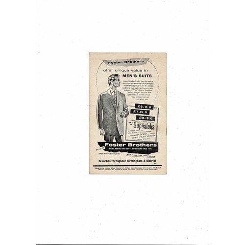 1960/61 Aston Villa v Tottenham Hotspur Football Programme