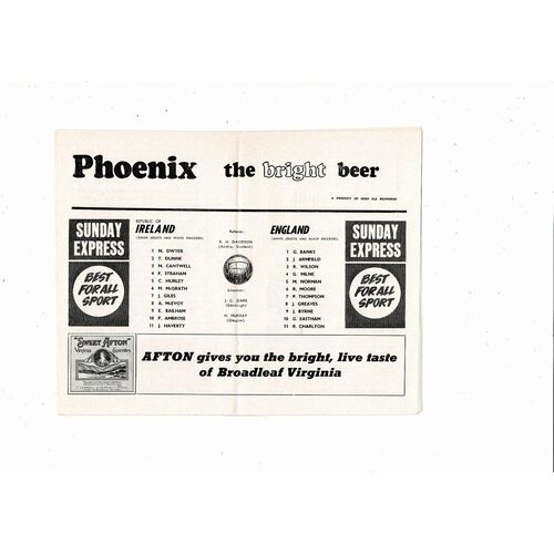 1964 Republic of Ireland v England Football Programme
