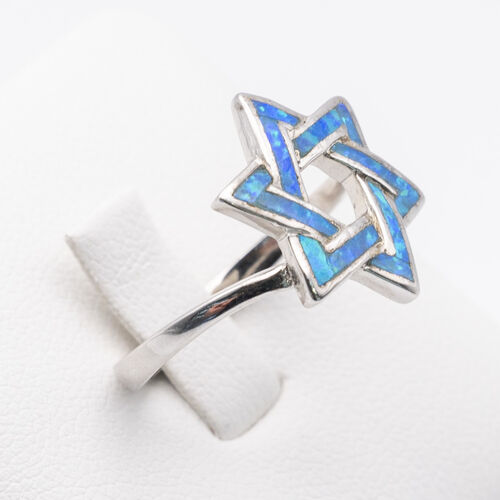 Star design blue opalite stone on 925 sterling silver ring