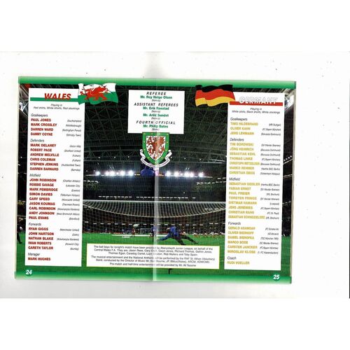 2002 Wales v Germany International Football Programme