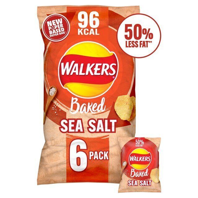 Walkers Baked Ready Salted Crisps 6pk
