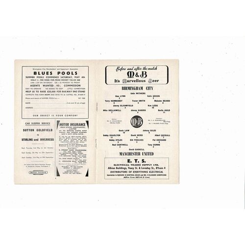 1962/63 Birmingham City v Manchester United Football Programme