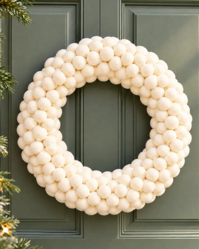 Felt Ball Wreath-Handmade Wool Felt Door Décor