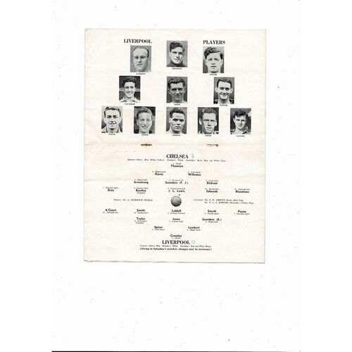 1952/53 Chelsea v Liverpool Football Programme