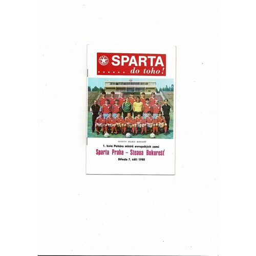 Sparta Prague v Steaua Bucharest European Cup Football Programme 1988/89
