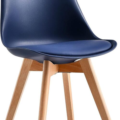 mcc direct Set of 4 Dining Chairs Wooden Legs Soft Cushion Pad Stylish DELUXE Retro Lounge Dining Office EVA