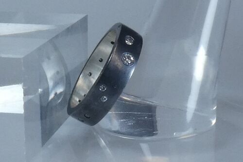 Night Sky Flush set ring, simple finish.