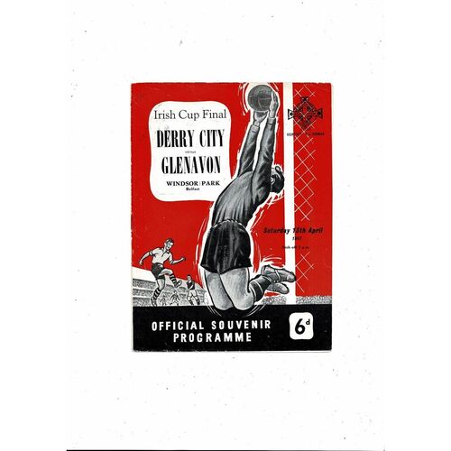 1957 Derry City v Glenavon Irish Cup Final Football Programme