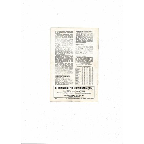 1967/68 Brentford v Aldershot Football Programme