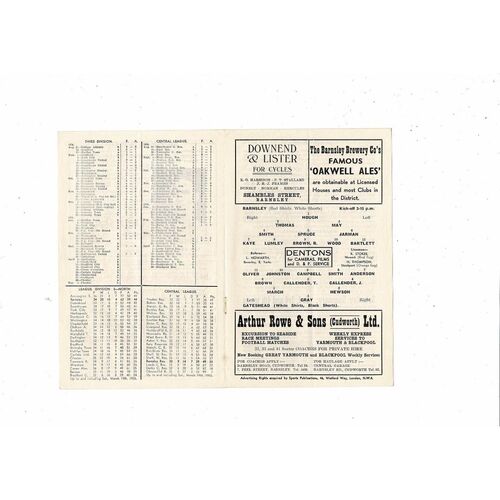 1954/55 Barnsley v Gateshead Football Programme Div 3 March 26th