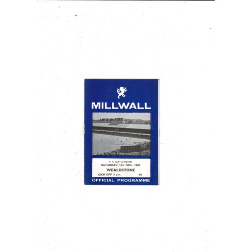 Millwall v Wealdstone FA Cup Football Programme 1965/66