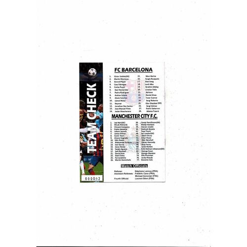 FC Barcelona v Manchester City Unofficial Champions League Football Programme 2013/14