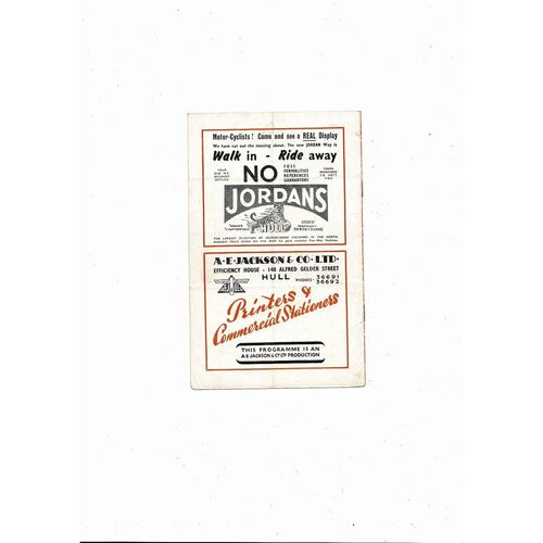 1951/52 Hull City v Doncaster Rovers Football Programme