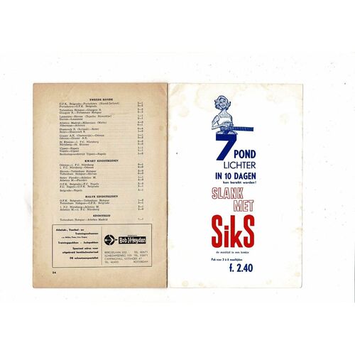 1963 Atletico Madrid v Tottenham Hotspur European Cup Winners Cup Final Programme