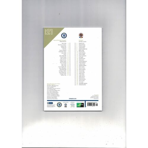 Chelsea v Sparta Prague Europa League Football Programme 2012/13