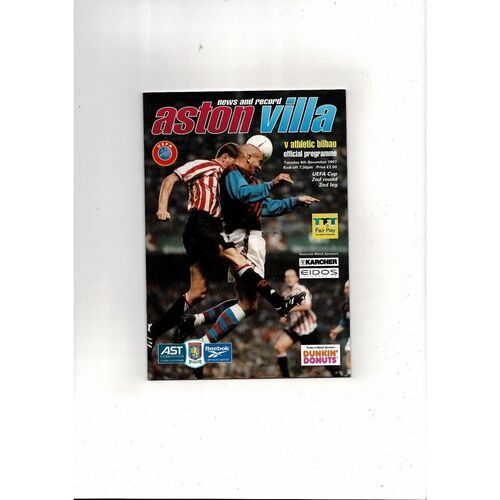 Aston Villa v Athletico Bilbao UEFA Cup Football Programme 1997/98