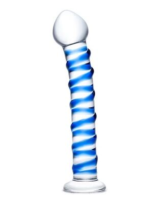 Glas 7.5inch Spiral Glass Dildo Blue