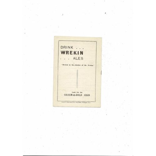 1957/58 Wellington Town v Bangor Cheshire League Football Programme