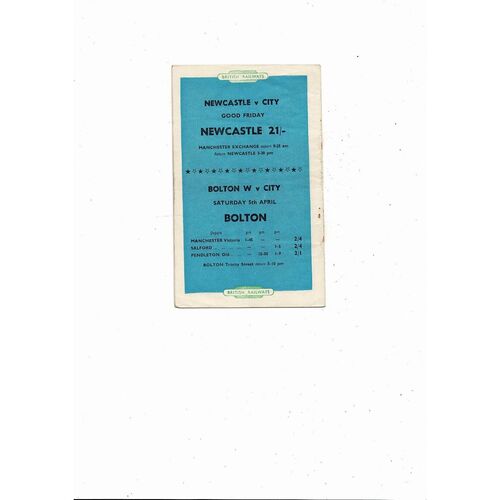 1957/58 Manchester City v Leeds United Football Programme